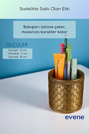 Kalemlik Masa Kalemliği Organizer Kalemlik Altın Eskitme Renk Model 87