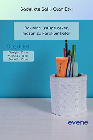 Kalemlik Masa Kalemliği Organizer Kalemlik Beyaz Renk Model 87