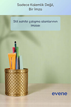 Kalemlik Masa Kalemliği Organizer Kalemlik Altın Renk Model 90