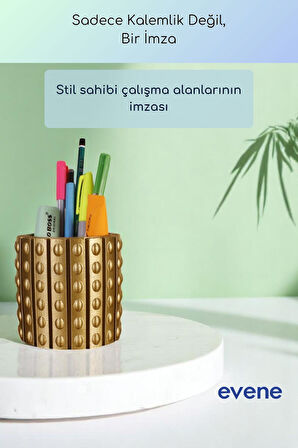 Kalemlik Masa Kalemliği Organizer Kalemlik Altın Renk Model 91