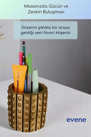 Kalemlik Masa Kalemliği Organizer Kalemlik Altın Eskitme Renk Model 91
