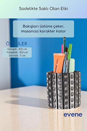 Kalemlik Masa Kalemliği Organizer Kalemlik Gümüş Eskitme Renk Model 91