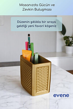Kalemlik Masa Kalemliği Organizer Kalemlik Altın Renk Model 92