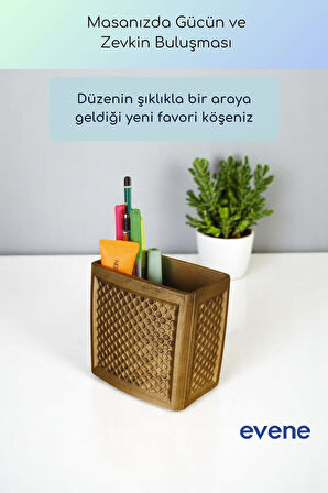 Kalemlik Masa Kalemliği Organizer Kalemlik Altın Eskitme Renk Model 92