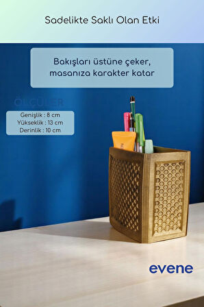 Kalemlik Masa Kalemliği Organizer Kalemlik Altın Eskitme Renk Model 92