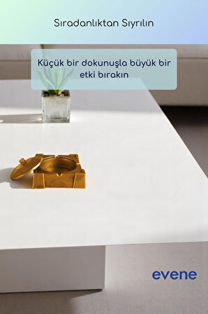 Küllük Altın Eskitme Renk Kül Tablası Dekoratif Küllük Model 11