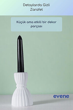 Mumluk Şamdan Ince Mum Uyumlu Beyaz Renk Model 64