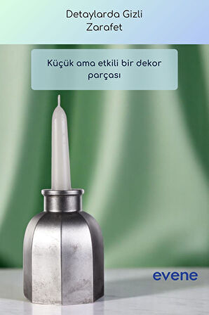 Mumluk Şamdan Ince Mum Uyumlu Altın Eskitme Renk Model 62