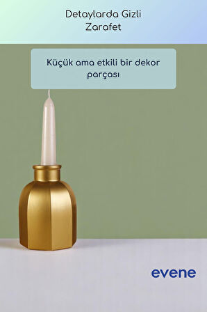 Mumluk Şamdan Ince Mum Uyumlu Altın Eskitme Renk Model 62