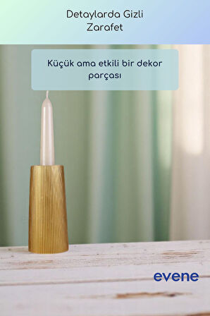 Mumluk Şamdan Ince Mum Uyumlu Altın Eskitme Renk Model 60