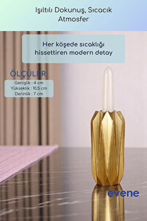 Mumluk Şamdan Ince Mum Uyumlu Altın Eskitme Renk Model 59