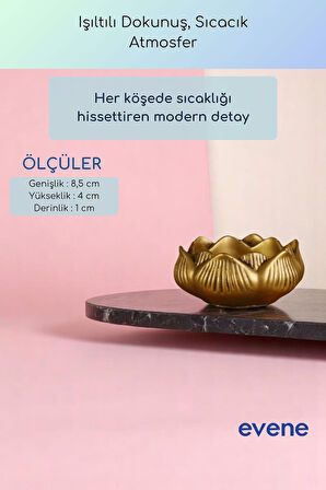 Mumluk Şamdan Ince Mum Uyumlu Altın Renk Model 53