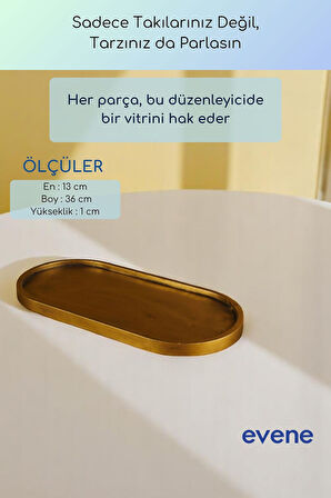 Takı Organizer Makyaj Düzenleyici Kozmetik Organizer Dekoratif Tabak Altın Renk Model 36