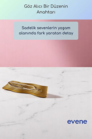 Takı Organizer Makyaj Düzenleyici Kozmetik Organizer Dekoratif Tabak Altın Renk Model 33