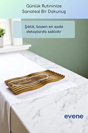 Takı Organizer Makyaj Düzenleyici Kozmetik Organizer Dekoratif Tabak Altın Renk Model 33