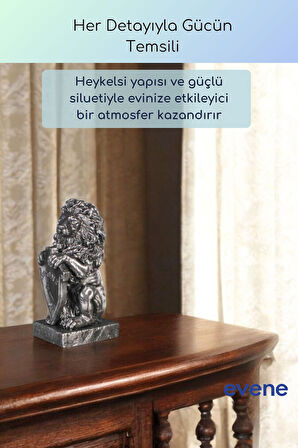 Dekoratif Obje Biblo Ev Dekorasyon Heykel Salon Masa Üstü Süs Eşyası Aslan Siyah Model 54