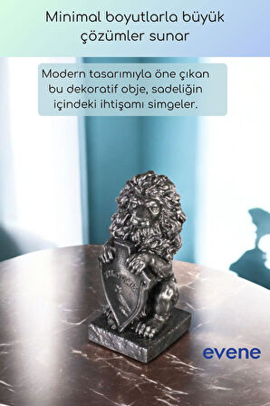 Dekoratif Obje Biblo Ev Dekorasyon Heykel Salon Masa Üstü Süs Eşyası Aslan Siyah Model 54
