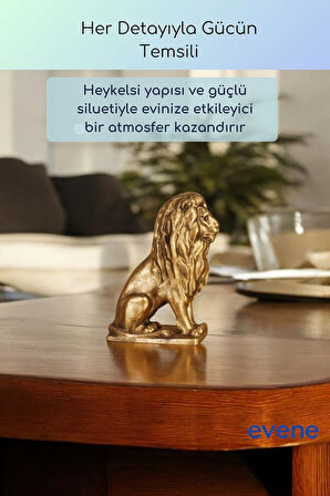 Dekoratif Obje Biblo Ev Dekorasyon Heykel Salon Masa Üstü Süs Eşyası Aslan Gümüş Eskitme Model 57