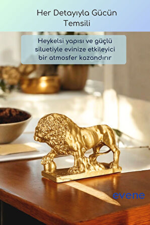 Dekoratif Obje Biblo Ev Dekorasyon Heykel Salon Masa Üstü Süs Eşyası Aslan Altın Model 61