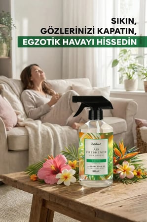 Egzotik Sprey Oda Kokusu 500 ml – Uzun Süre Kalıcı Ferahlatıcı Ortam Kokusu