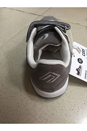 Cool Cooper Çocuk Bantlı Cilt Sneaker Spor Ayakkabı Nubuk Gri