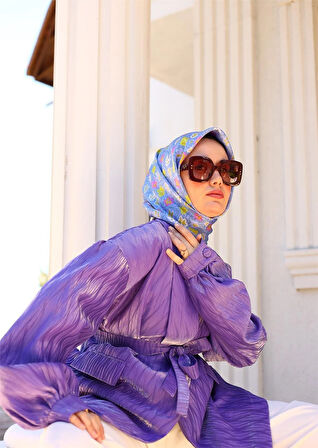 Silk Home Tivil İpek Eşarp IST11428-11 Bebek Mavi, Çelik Mavi, Pembe, Asit 