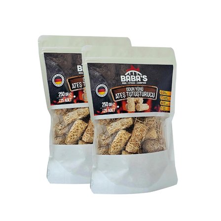 ODUN YÜNÜ TUTUŞTURUCU / BBQ, MANGAL, SOBA, ŞÖMİNE TUTUŞTURUCU / 32 ADET-450 GR / BABA'S BBQ