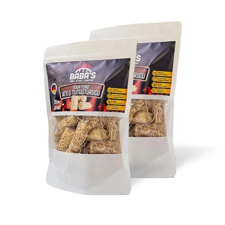 ODUN YÜNÜ TUTUŞTURUCU / BBQ, MANGAL, SOBA, ŞÖMİNE TUTUŞTURUCU / 32 ADET-450 GR / BABA'S BBQ