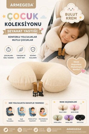 Armegeda Seyahat Yastığı-Çocuk Serisi-Bulut Krem