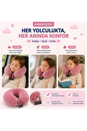 Armegeda Seyahat Yastığı-Çocuk Serisi-Şeker Pembe