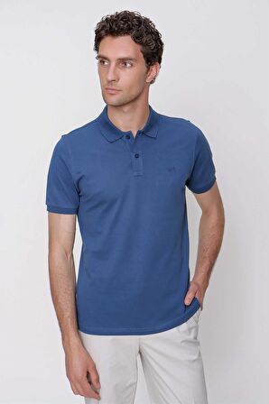  Erkek Marine Basic Düz %100 Pamuk Dynamic Fit Rahat Kesim Kısa Kollu  Polo Yaka Tişört
