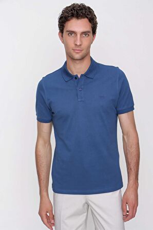  Erkek Marine Basic Düz %100 Pamuk Dynamic Fit Rahat Kesim Kısa Kollu  Polo Yaka Tişört