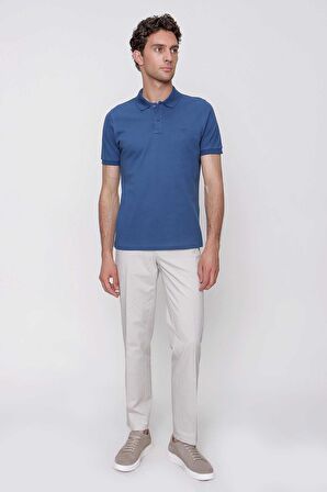  Erkek Marine Basic Düz %100 Pamuk Dynamic Fit Rahat Kesim Kısa Kollu  Polo Yaka Tişört