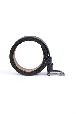  Erkek Lacivert Casual Ortadan Dikişli Kemer