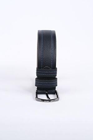  Erkek Lacivert Casual Ortadan Dikişli Kemer