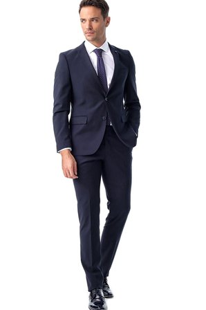 Morven Erkek Lacivert Basic Düz Slim Fit Dar Kesim 6 Drop Takım Elbise