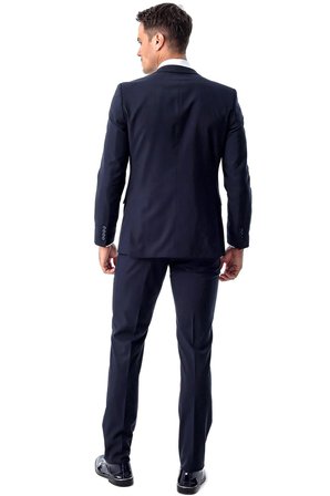 Morven Erkek Lacivert Basic Düz Slim Fit Dar Kesim 6 Drop Takım Elbise