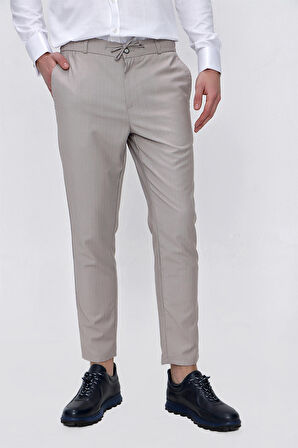  Erkek Vizon Tello Slim Fit Lastikli Spor Pantolon