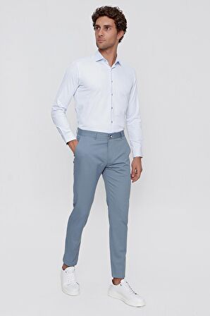  Erkek Mavi Summer Armür Pamuk Yan Cep Slim Fit Dar Kesim Pantolon