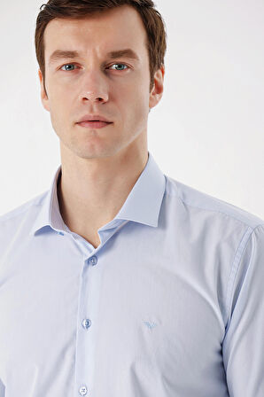  Erkek A. MAVİ Basic Slim Fit Gömlek