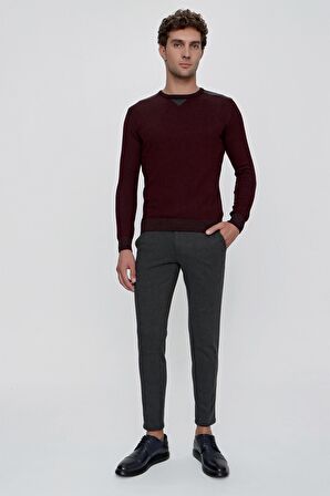  Erkek Antrasit Miami Örme Slim Fit Dar Kesim Beli Lastikli ve Bağcıklı Spor Pantolon