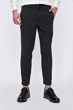  Erkek Antrasit Slim Fit Lastikli Spor Pantolon
