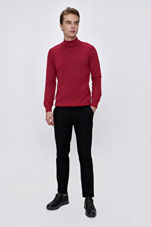  Erkek Siyah Precis Pamuk Yan Cep Slim Fit Pantolon