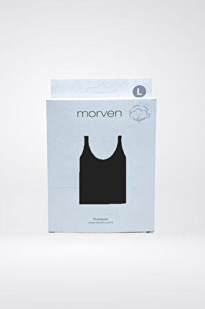  Erkek Siyah Basic Düz %100 Pamuk Atlet