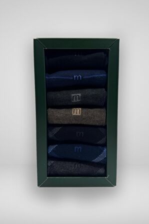  Erkek Muhtelif 7'li Pamuk Desenli Kutulu Çorap