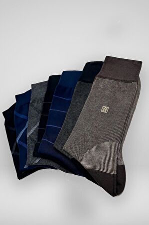  Erkek Muhtelif 7'li Pamuk Desenli Kutulu Çorap