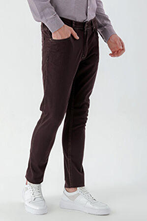  Erkek Bordo Explorer Pamuk 5 Cep Slim Fit Pantolon