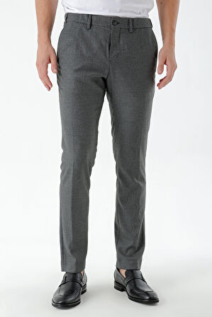  Erkek Siyah Beard Desenli Slim Fit Classic Pantolon