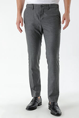  Erkek Siyah Beard Desenli Slim Fit Classic Pantolon