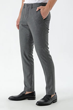  Erkek Siyah Beard Desenli Slim Fit Classic Pantolon